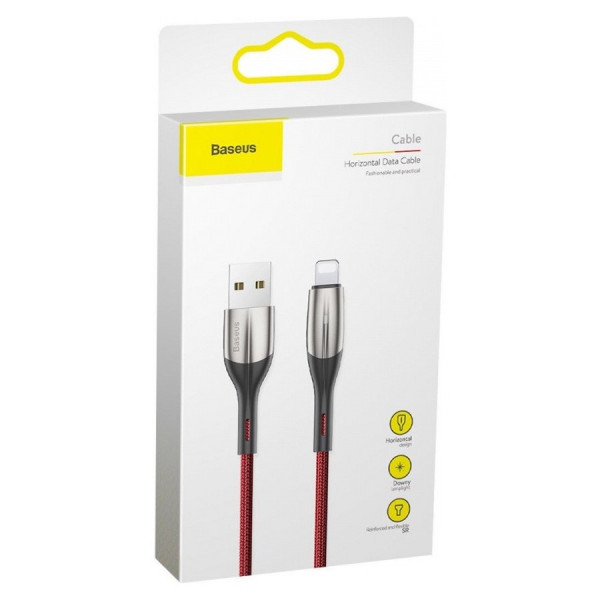 Фото - Кабель синхронізації даних Baseus Horizontal Data Cable USB for iP 2.4A 2 m Red (CALSP-C09)