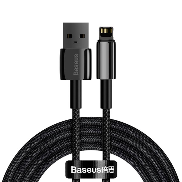 Фото - Кабель Baseus Tungsten Gold Fast Charging Data Cable USB to iP 2.4A 2m Black (CALWJ-A01)