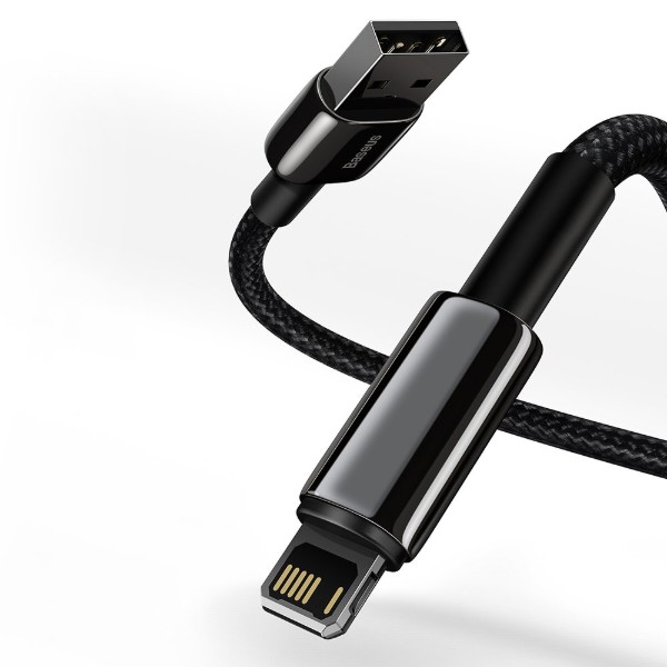 Фото - Кабель Baseus Tungsten Gold Fast Charging Data Cable USB to iP 2.4A 2m Black (CALWJ-A01)