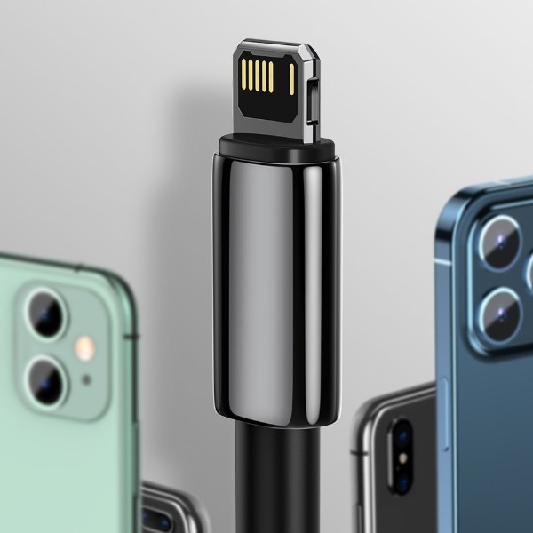 Фото - Кабель Baseus Tungsten Gold Fast Charging Data Cable USB to iP 2.4A 2m Black (CALWJ-A01)