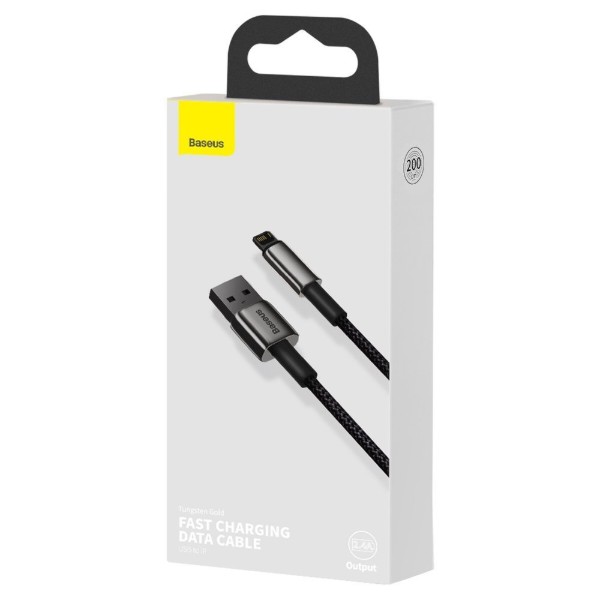 Фото - Кабель Baseus Tungsten Gold Fast Charging Data Cable USB to iP 2.4A 2m Black (CALWJ-A01)