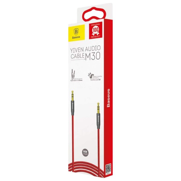 Фото - Кабель 3.5 мм -3.5 мм Baseus Jack 3.5mm Yiven Audio Cable M30 M/M 0.5m Silver/Black(CAM30-AS1)