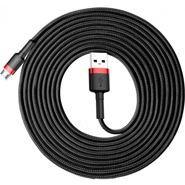Фото - Кабель синхронізації даних Baseus Cafule Cable USB For Micro 1.5A 2m Red/Black (CAMKLF-C91)