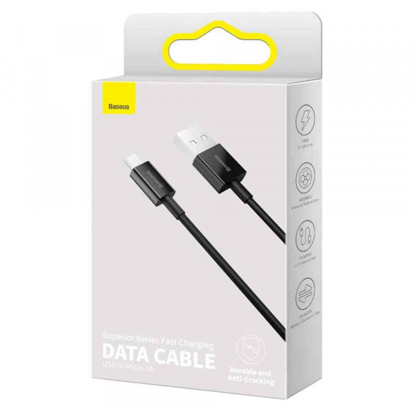 Фото - Кабель Baseus Superior Fast Charging USB-microUSB 2m Black (CAMYS-A01)
