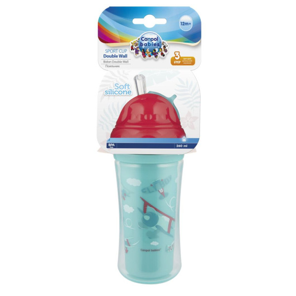 Фото - Поїльник-непроливайка дитячий Canpol babies з силіконовою трубочкою подвійна стінка 260 мл - літаки (74/052)