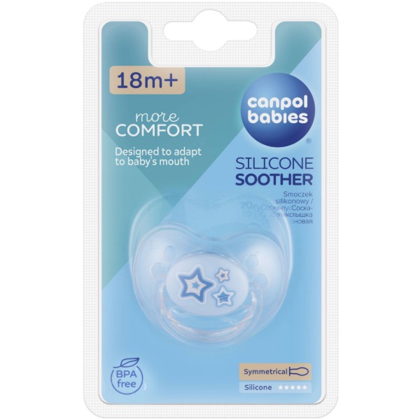 Фото - Симметричная пустышка Canpol babies Newborn baby Силиконовая 18+ мес., синие звезды, 1 шт. (22/582_blu)