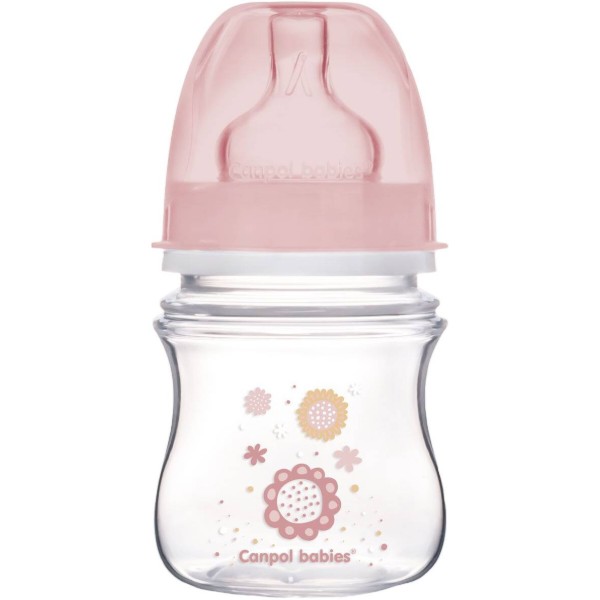 Фото - Бутылочка для кормления Canpol babies Антиколиковая с широким горлом Easy Start Newborn Baby розовые цветы, 120 мл. (35/216_pin)