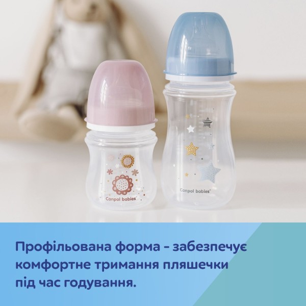 Фото - Бутылочка для кормления Canpol babies Антиколиковая с широким горлом Easy Start Newborn Baby розовые цветы, 120 мл. (35/216_pin)