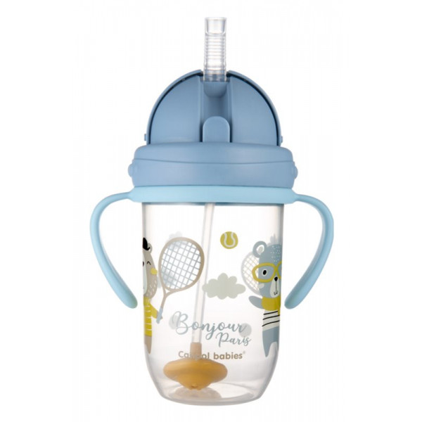 Фото - Поїльник-непроливайка дитячий Canpol babies BONJOUR PARIS з трубочкою та обтяжувачем, 270 мл. (56/607_blu)