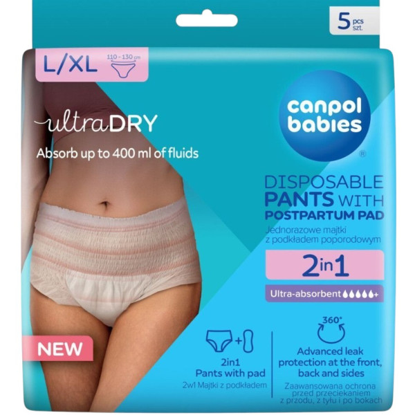 Фото - Послеродовые трусики одноразовые Canpol babies с послеродовой прокладкой 2в1 L/XL 5 шт. (78/012)