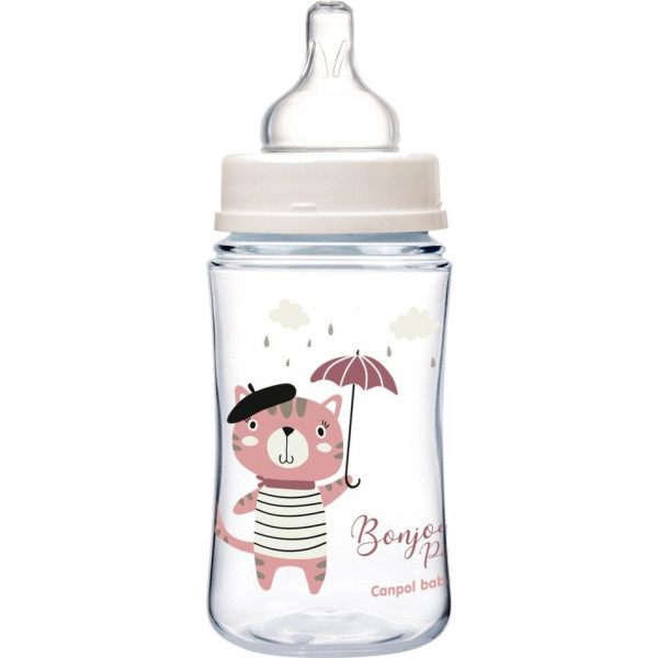 Фото - Пляшка для годування Canpol babies антиколікова з широким горлом PP Easy Start Bonjour Paris рожева, 240 мл. (35/232_pin)