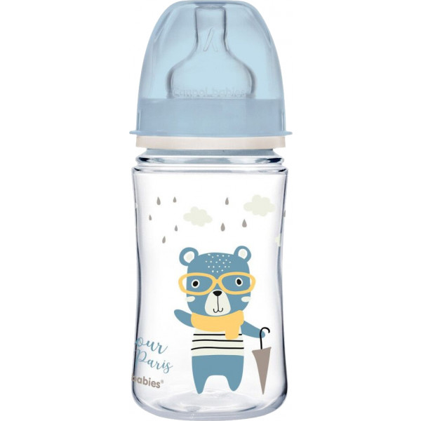 Фото - Пляшка для годування Canpol babies антиколікова з широким горлом PP Easy Start Bonjour Paris синя, 240 мл. (35/232_blu)
