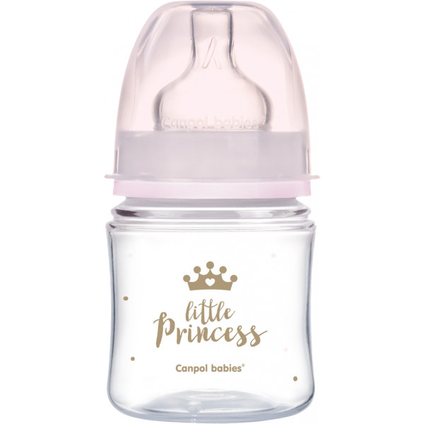 Фото - Пляшка для годування Canpol babies aнтиколікова з широким горлом PP Easy Start Royal baby - рожева, 120 мл. (35/233_pin)