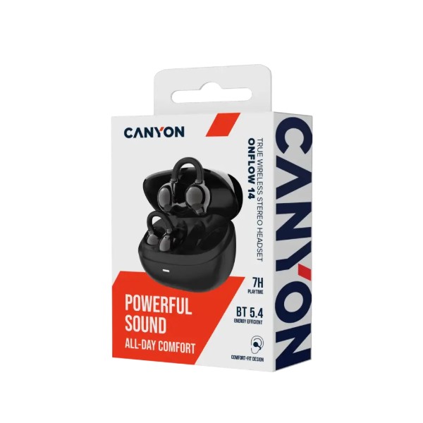 Фото - Наушники вкладыши беспроводные TWS Canyon OnFlow 14 Black (CNS-TWS14B)