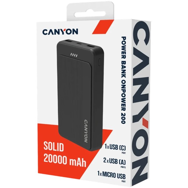 Фото - Батарея мобільна Canyon OnPower 200 20000mAh Black (CNS-CPB200B)