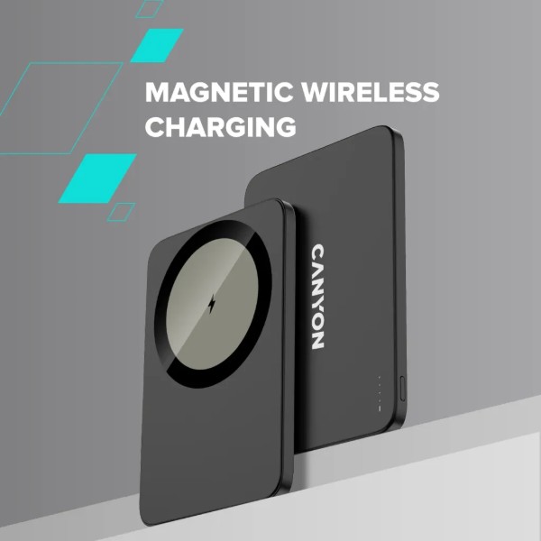 Фото - Батарея мобильная Canyon OnPower 503 Air 3000mAh Ultra-Slim Magnetic Wireless, Full Metal Body, 5.8mm Thin Design, USB-C Charging, Silver (CNS-CPB503SV)