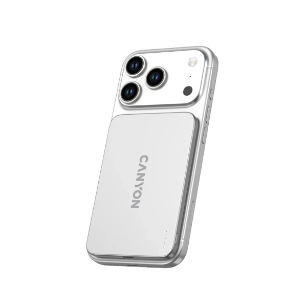 Фото - Батарея мобильная Canyon OnPower 503 Air 3000mAh Ultra-Slim Magnetic Wireless, Full Metal Body, 5.8mm Thin Design, USB-C Charging, Silver (CNS-CPB503SV)