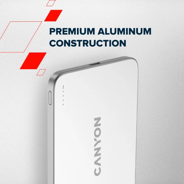 Фото - Батарея мобильная Canyon OnPower 503 Air 3000mAh Ultra-Slim Magnetic Wireless, Full Metal Body, 5.8mm Thin Design, USB-C Charging, Silver (CNS-CPB503SV)