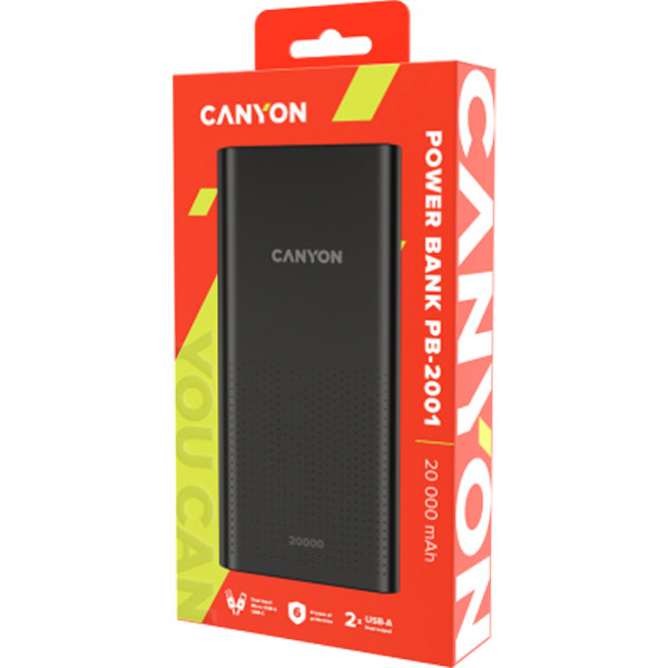 Фото - Батарея мобільна Canyon 20000mAh Black (CNE-CPB2001B)