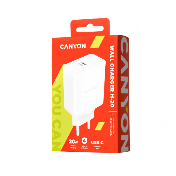 Фото - Мережевий зарядний пристрій Canyon CNE-CHA20W