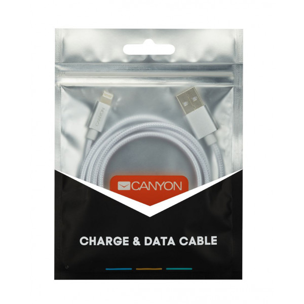 Фото - Кабель синхронізації даних Canyon Lightning USB for Apple 1m Pearl White (CNE-CFI3PW)