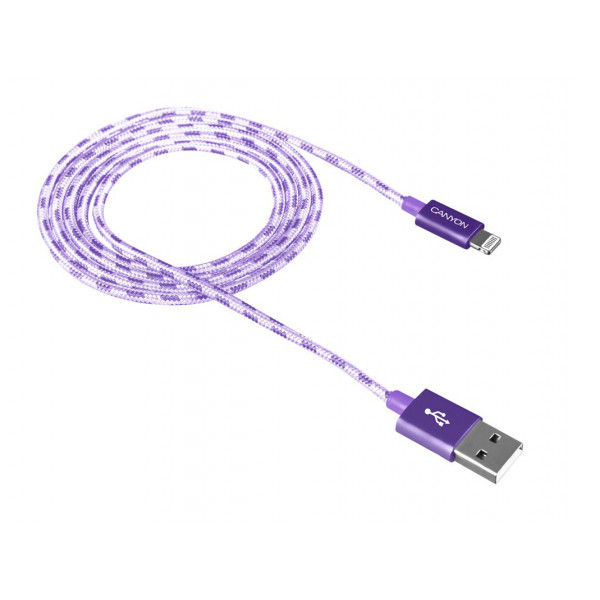 Фото - Кабель синхронизации данных Canyon Lightning USB for Apple 1m Purple (CNE-CFI3P)