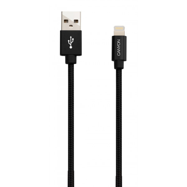 Фото - Кабель синхронизации данных Canyon USB - Lightning 1m Black (CNS-MFIC3B)