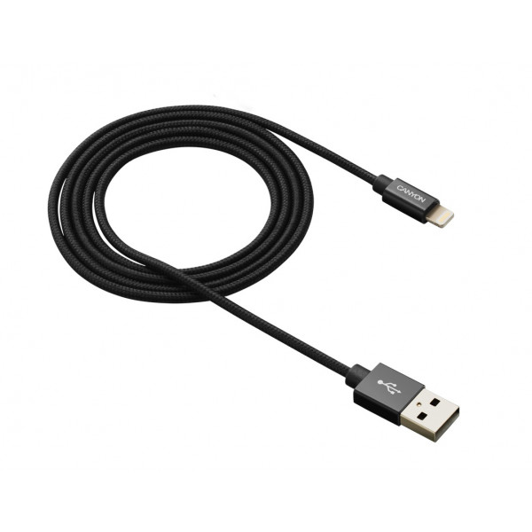 Фото - Кабель синхронизации данных Canyon USB - Lightning 1m Black (CNS-MFIC3B)