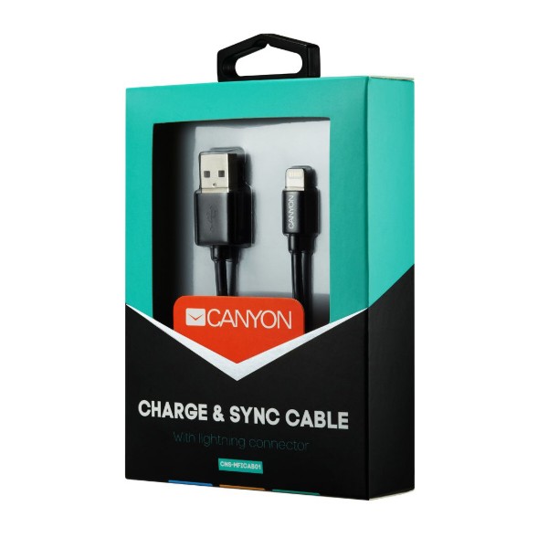 Фото - Кабель Canyon USB - Lightning 1m Black (CNS-MFICAB01B)