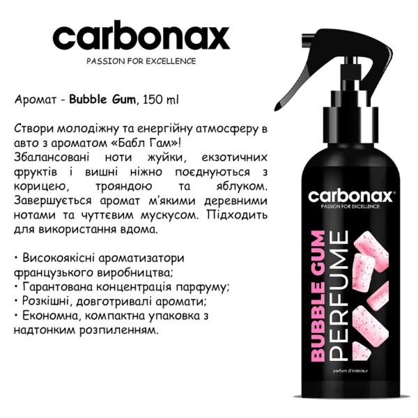 Фото - Ароматизатор для авто Carbonax Bubble Gum 150 мл (3800033106802)