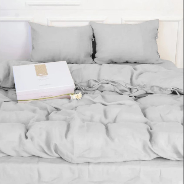 Фото - Простирадло двоспальне MirSon Льон Linen Caspian 180х200 см (2200008248567)