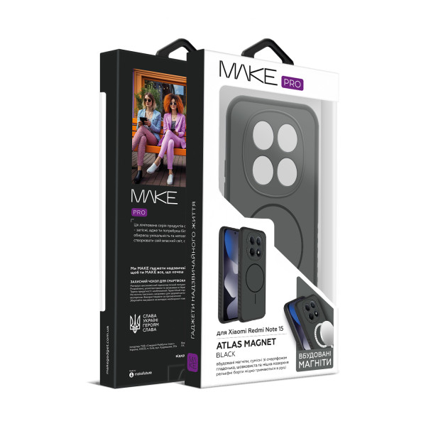 Фото - Чехол для смартфона MAKE Atlas Magnet for Xiaomi Redmi Note 15, Black (MTLSM-XRN15BK)