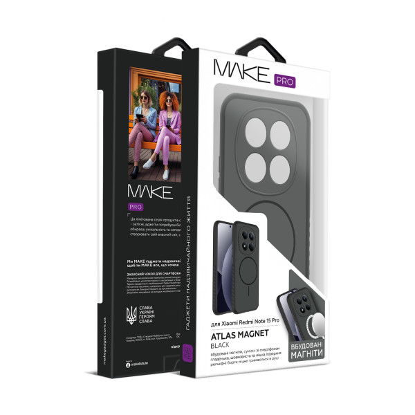 Фото - Чехол для смартфона MAKE Atlas Magnet for Xiaomi Redmi Note 15 Pro, Black 4G (MTLSM-XRN15PBK)