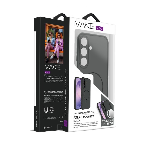 Фото - Чохол для смартфону MAKE Atlas Magnet for Samsung S26 Plus, Black (MTLSM-SS26PBK)