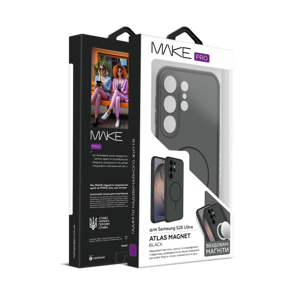 Фото - Чехол для смартфона MAKE Atlas Magnet for Samsung S26 Ultra, Black (MTLSM-SS26UBK)