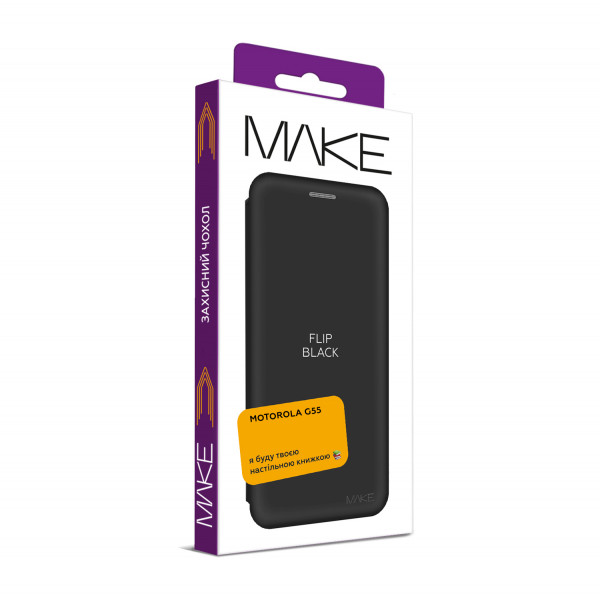 Фото - Чохол для смартфону MAKE Motorola G55 Flip Black (MCP-MG55BK)