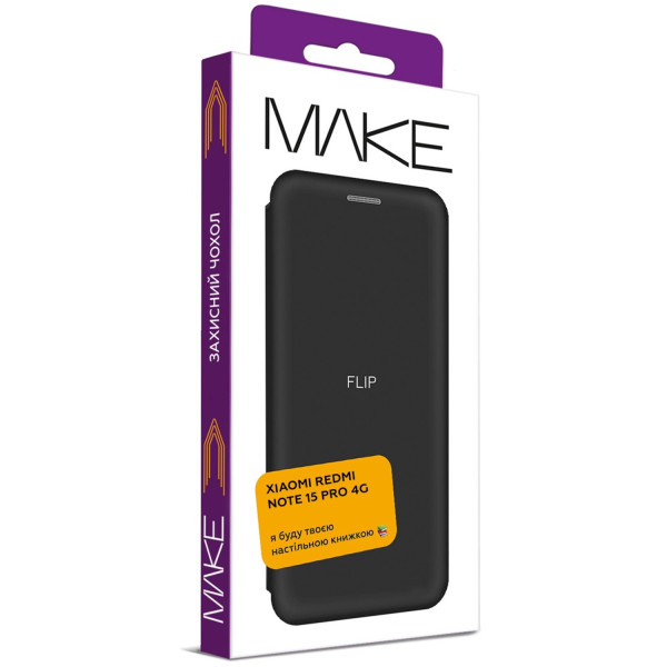 Фото - Чохол для смартфону MAKE Flip for Xiaomi Redmi Note 15 Pro, Black 4G (MCP-XRN15PBK)