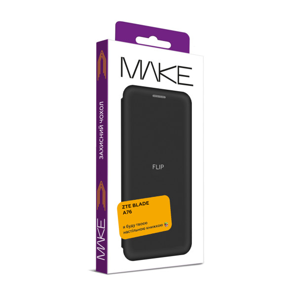 Фото - Чохол для смартфона MAKE ZTE Blade A76 Flip Black (MCP-ZBA76BK)
