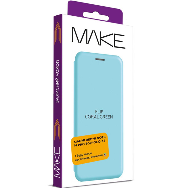 Фото - Чохол для смартфону MAKE Xiaomi Redmi Note 14 Pro 5G/Poco X7 Flip Coral Green (MCP-XRN14P5G/PX7CG)