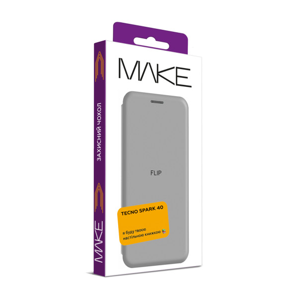Фото - Чохол для смартфона MAKE Flip for Tecno Spark 40, Titanium Grey (MCP-TS40TG)