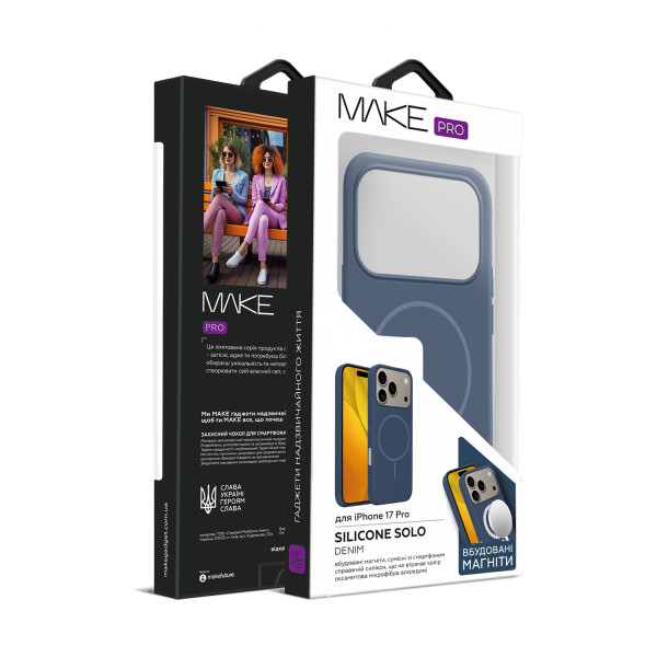 Фото - Чехол для смартфона MAKE Silicone Solo for Apple iPhone 17 Pro, Denim (MCSO-AI17PDN)