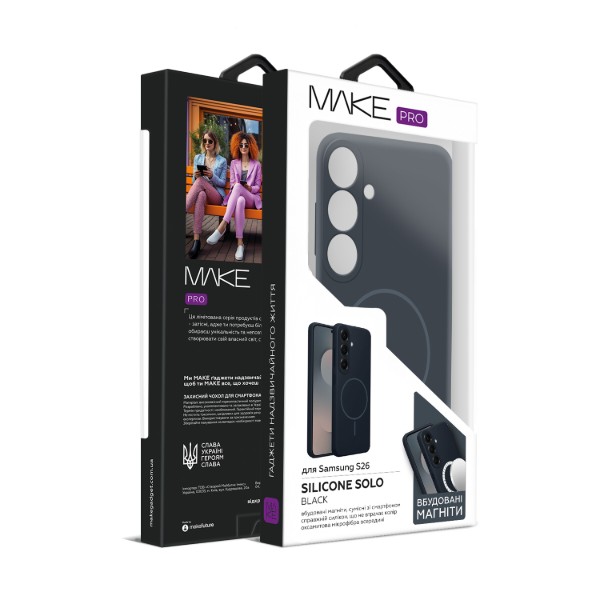 Фото - Чохол для смартфону MAKE Silicone Solo for Samsung S26 Plus, Black (MCSO-SS26PBK)