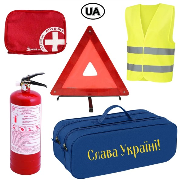 Фото - Набір для авто Poputchik Євростандарт Слава Україні чорна (01-204-IS)