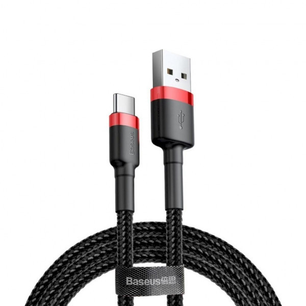 Фото - Кабель синхронізації даних Baseus Cafule Cable USB For Type-C 3A 0.5m Red/Black (CATKLF-A91)