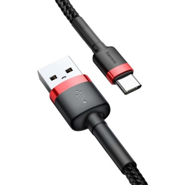 Фото - Кабель синхронізації даних Baseus Cafule Cable USB For Type-C 3A 0.5m Red/Black (CATKLF-A91)