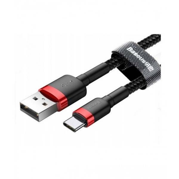 Фото - Кабель синхронізації даних Baseus Cafule Cable USB For Type-C 3A 0.5m Red/Black (CATKLF-A91)