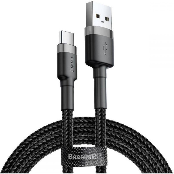 Фото - Кабель синхронизации данных Baseus Cafule Cable USB For Type-C 2A 2m Gray/Black (CATKLF-CG1)