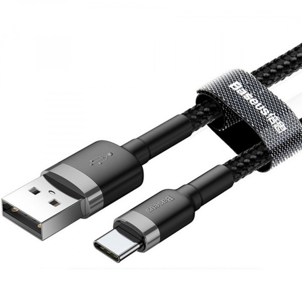 Фото - Кабель синхронизации данных Baseus Cafule Cable USB For Type-C 2A 2m Gray/Black (CATKLF-CG1)