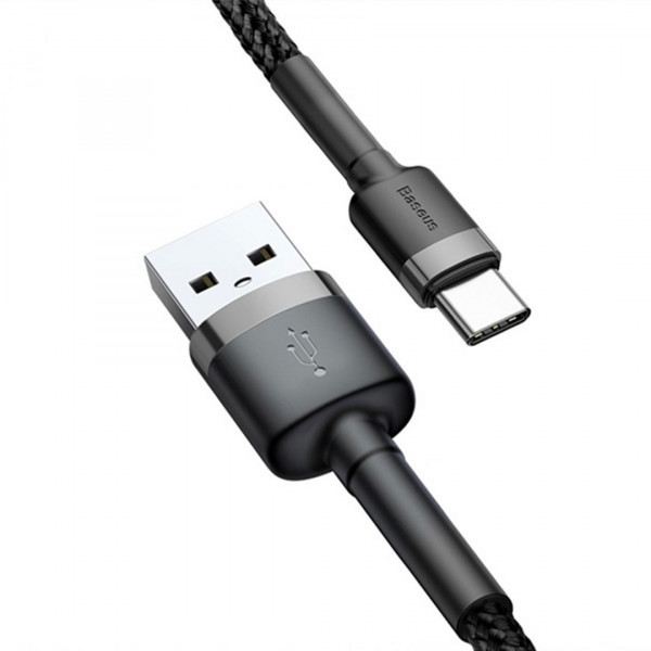 Фото - Кабель синхронизации данных Baseus Cafule Cable USB For Type-C 2A 2m Gray/Black (CATKLF-CG1)