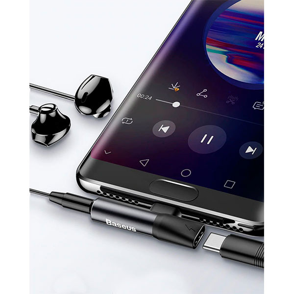 Фото - Перехідник аудіо Baseus L41 Type-C to Type-C + 3.5mm Black (CATL41-01)